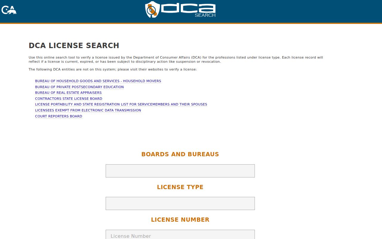 La Quinta people search through California DCA license records