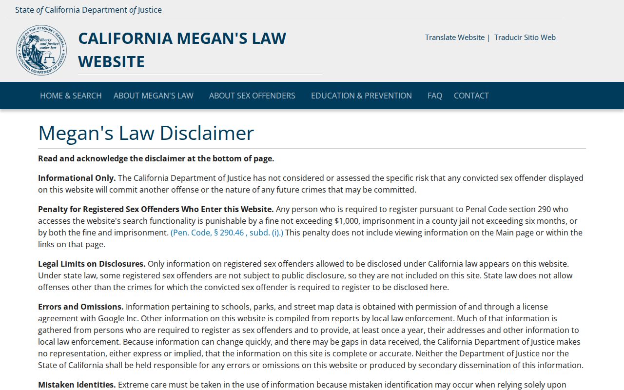 La Quinta public records lookup through California Megan's Law