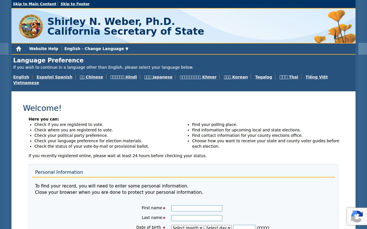 La Quinta voter records lookup in California My Voter Status